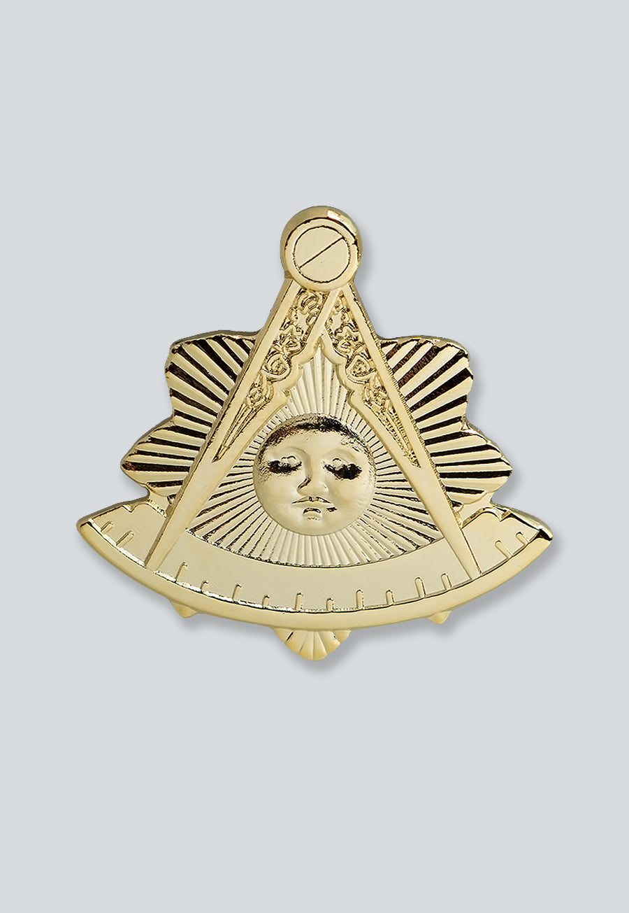 Shining Past Master Masonic Lapel Pin - [Gold][1 1/8'' Tall]