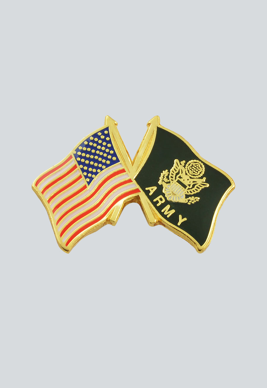 American Flag &amp; Army Flag Lapel Pin - [Red &amp; Black][1'' Wide]
