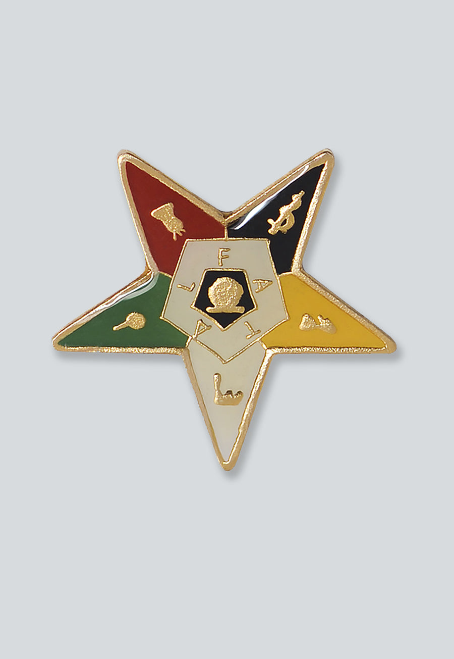 Order of the Eastern Star Masonic Lapel Pin - [Gold & White][1'' Tall]
