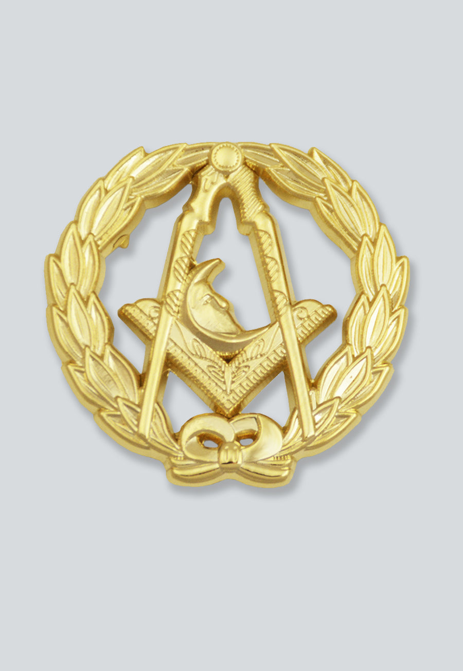 Wreathed Junior Deacon Moon Masonic Lapel Pin - [Gold][1 1/4'' Diameter]