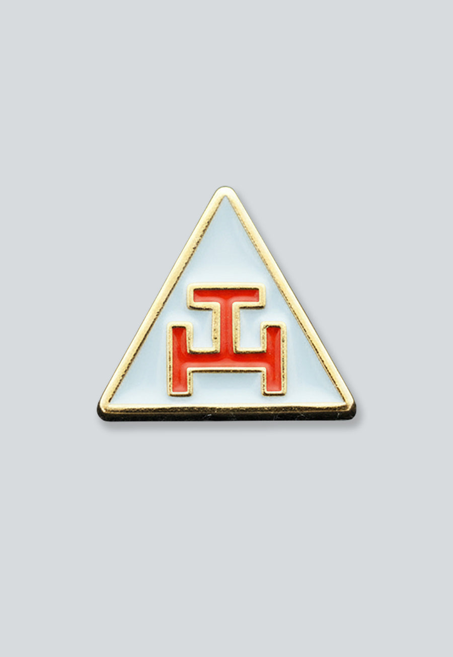 Royal Arch Triangle Masonic Lapel Pin - [White & Red][3/8'' Wide]