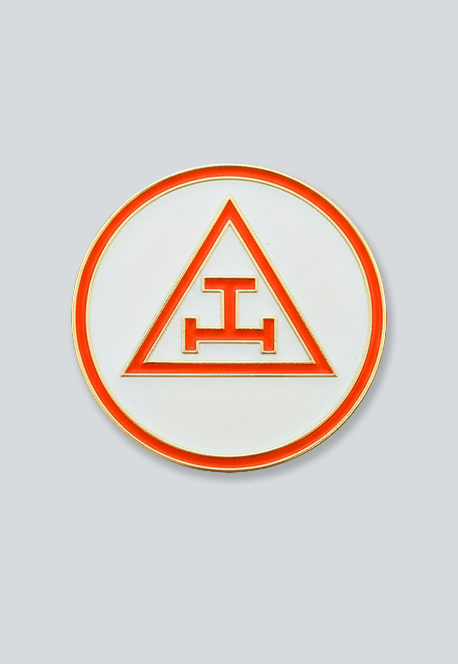 Royal Arch Round Masonic Lapel Pin - [White &amp; Red][3/4'' Diameter]