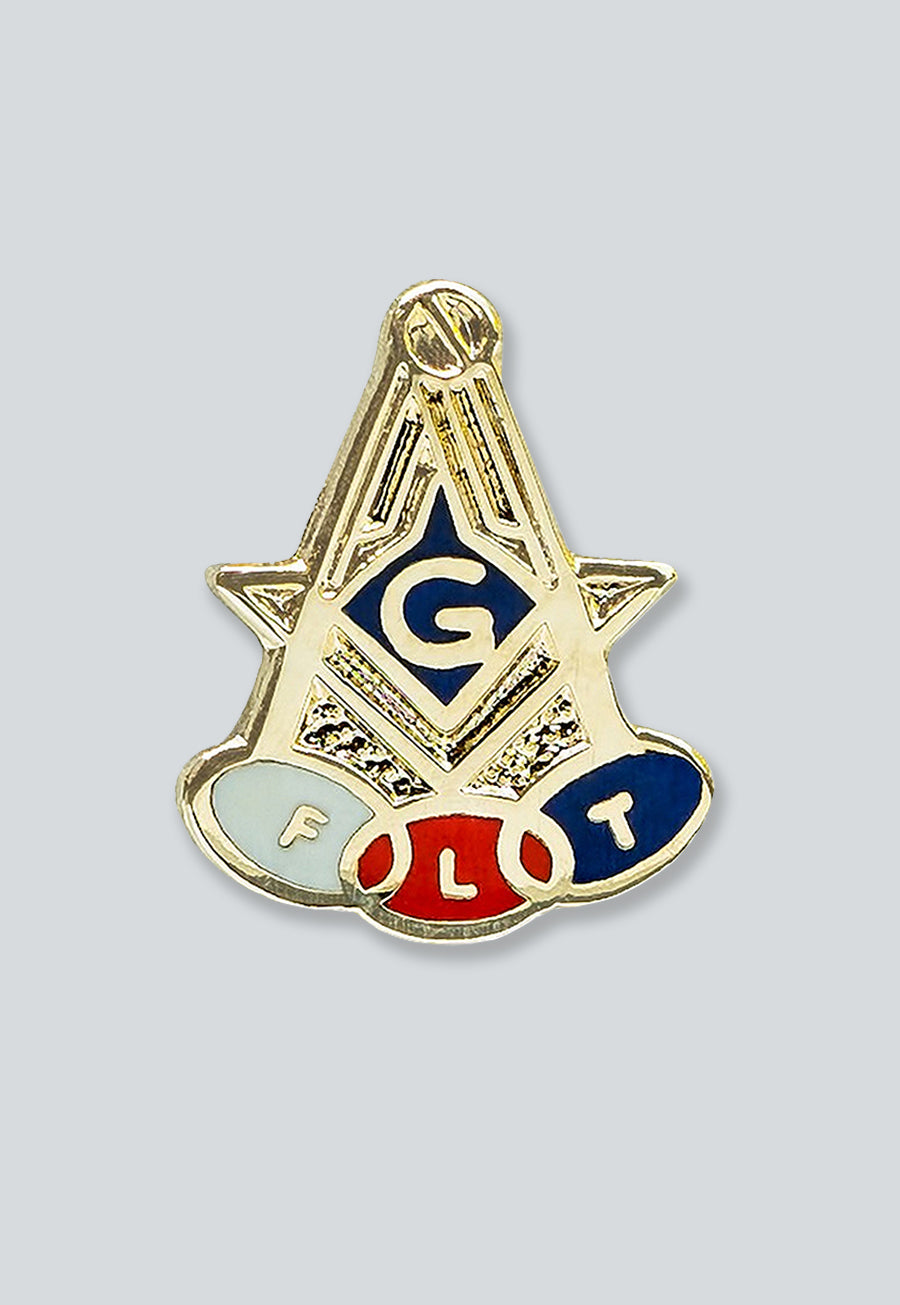 Square & Compass Odd Fellows Masonic Lapel Pin - [Gold & Blue][1/2'' Tall]