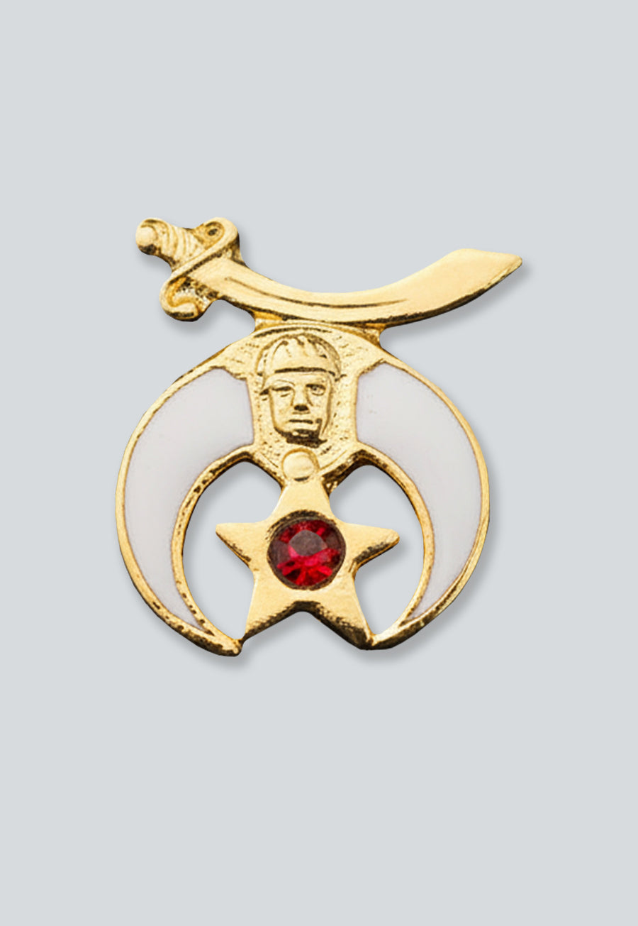 Shriner Masonic Lapel Pin - [Gold &amp; White][1/2'' Tall]