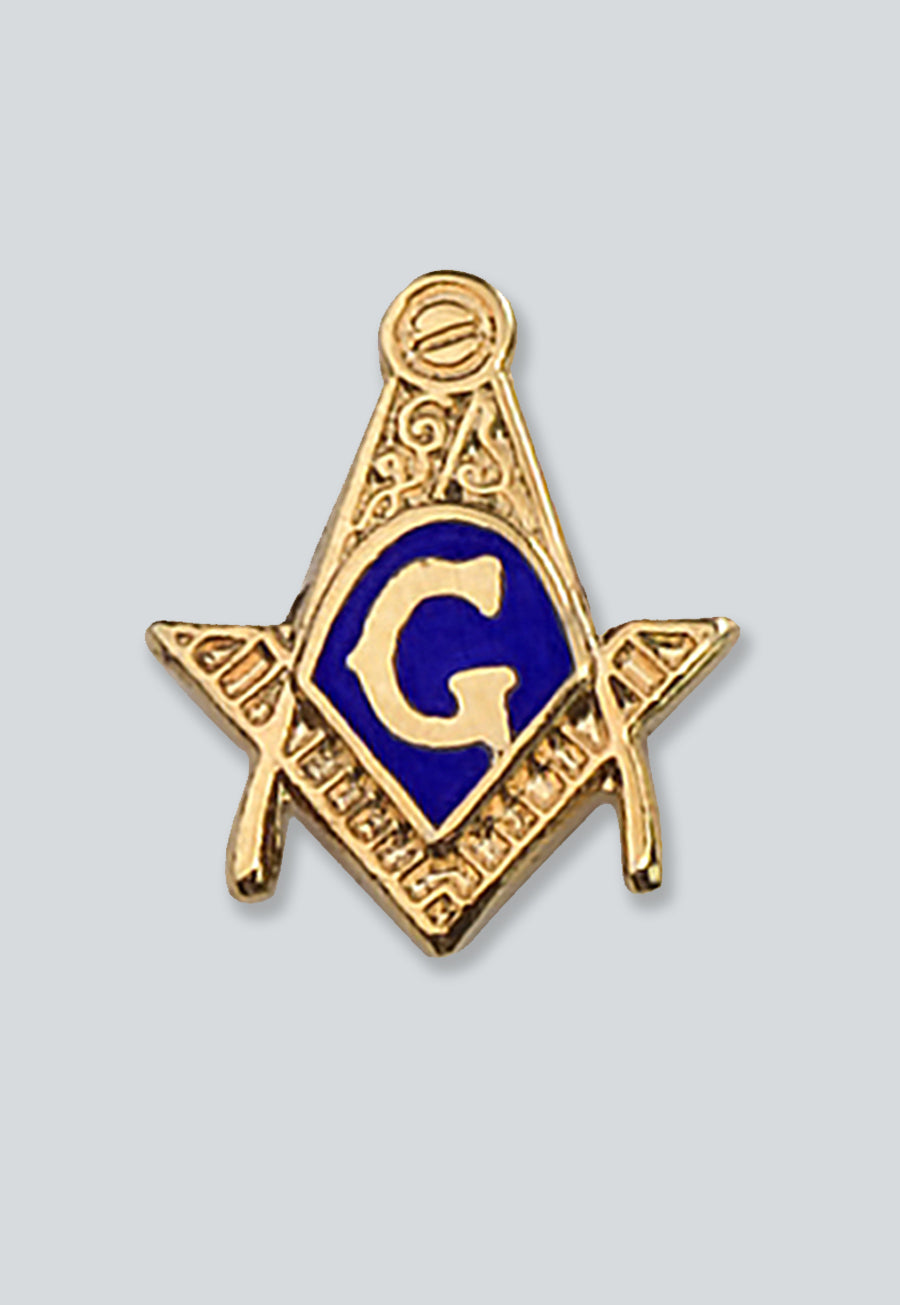 Square &amp; Compass Masonic Lapel Pin - [Gold &amp; Blue][1/2'' Tall]