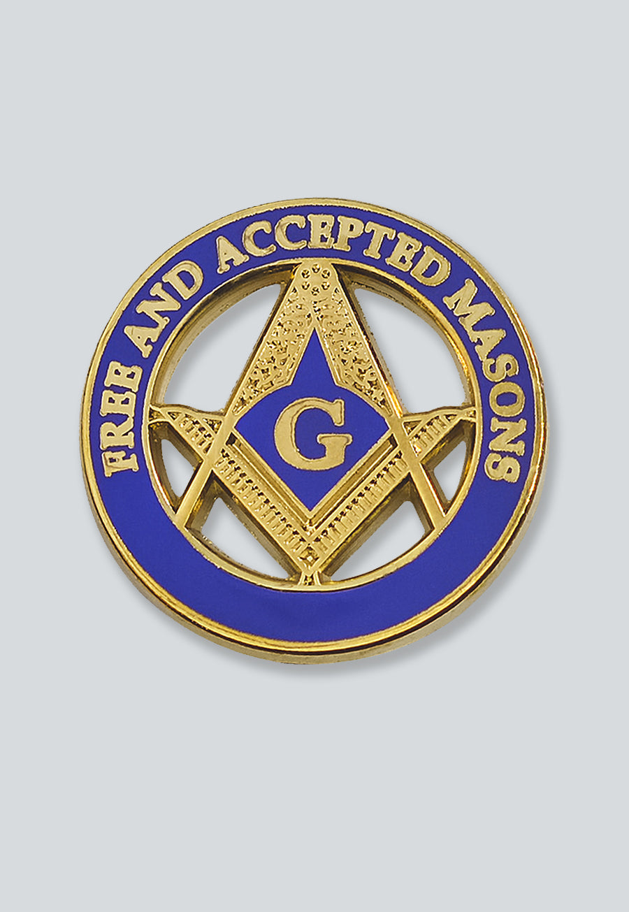 Free & Accepted Masons Masonic Lapel Pin - [Blue & Gold][1'' Diameter]