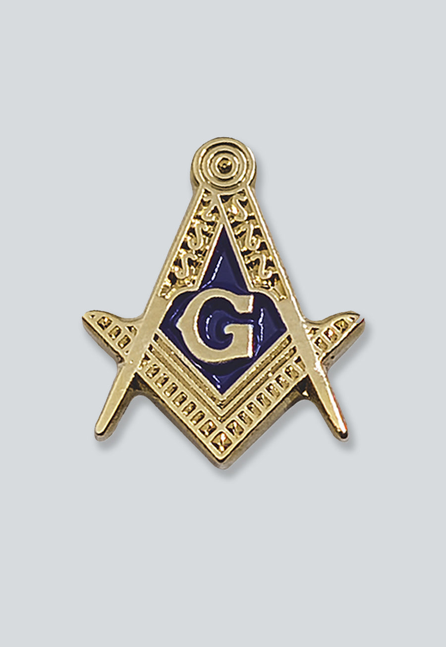 Square &amp; Compass Masonic Lapel Pin - [Gold &amp; Blue][5/8'' Tall]