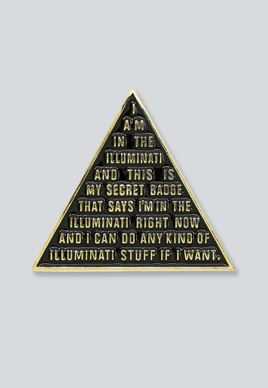 Illuminati Pyramid Lapel Pin - [Black &amp; Gold][1'' Tall]