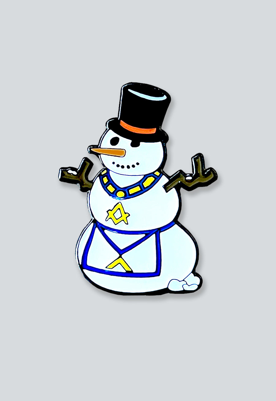 Worshipful Master Snowman Lapel Pin [1 1/4" Tall]