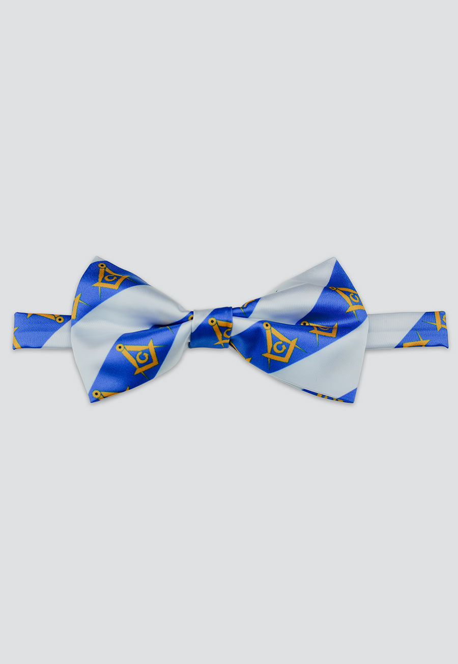Blue and White Square &amp; Compass Pre-Tied Bow Tie