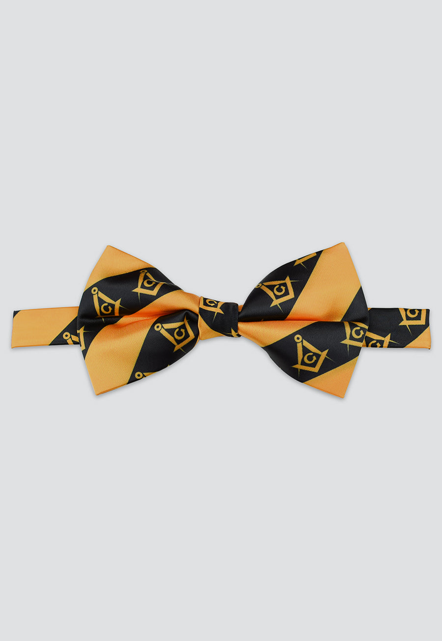 Yellow and Black Square &amp; Compass Pre-Tied Bow Tie