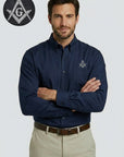 Silver Square & Compass Long Sleeve Button-Down
